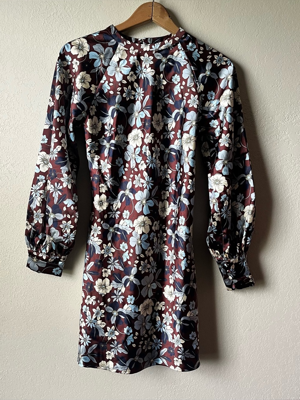 Future Collective Brown / Blue Floral Combo Satin Dress